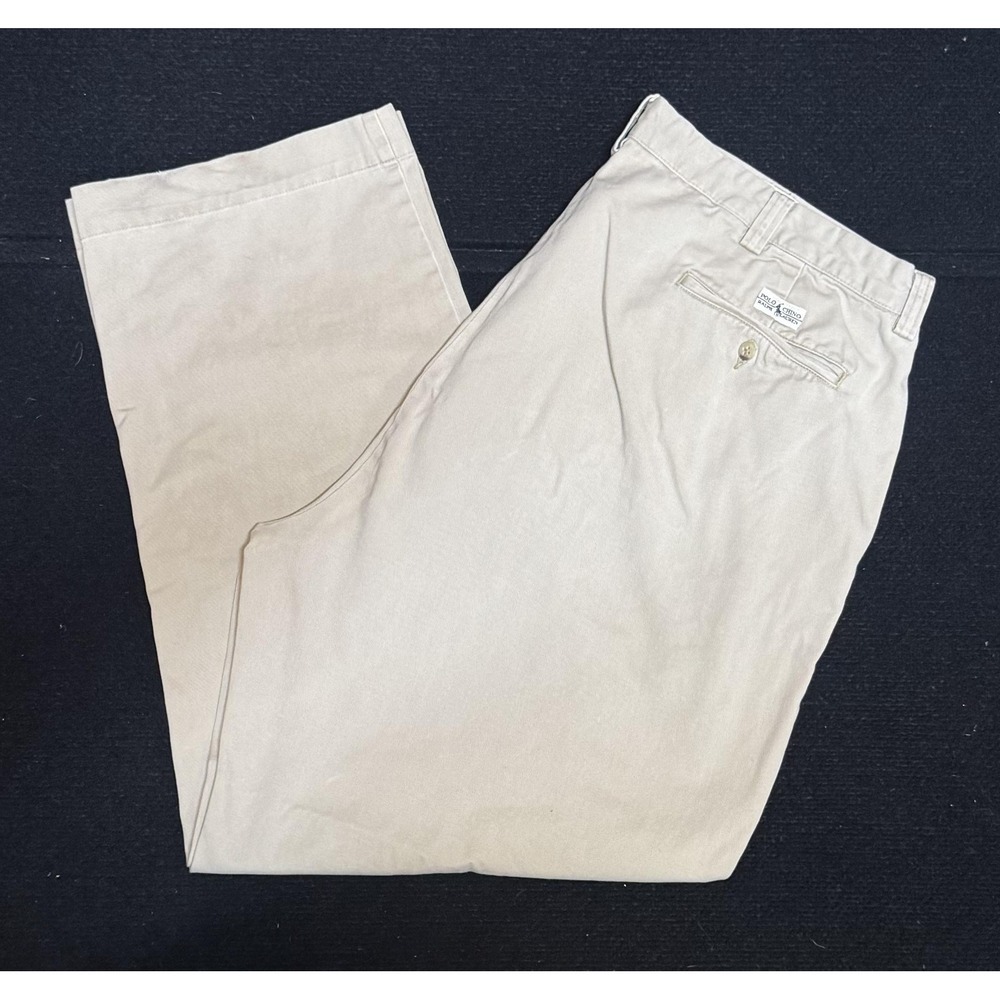 Polo Ralph Lauren Mens 42x30 Beige Philip Chino Cotton Flat Front Casual Pants